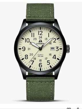 Lenqin Unisex Militart Sport Nylon Strap Analog Quartz Wrist Watch